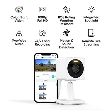 WYZE Cam OG Indoor/Outdoor 1080p Wi-Fi Smart Home Security Camera with Color Night Vision, Motion Detection, 2-Way Audio, Compatible with Alexa & Google, White (2-Pack), Free Expert Setup - Image 2