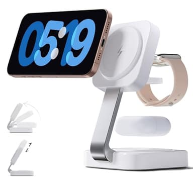 RYND 2025 Traveling Wireless Mag-Safe Fast Charging Station,Magnetic 3 in 1 Charger with iPhone 17 16 15 14 13 12 Pro Max Plus,Apple Watch Series & Air pods 4 3 2 Pro-Gifts for Wife & Husband(White) - Image 1