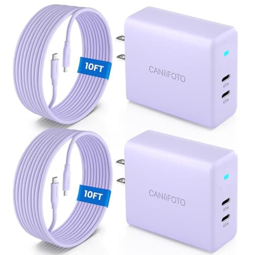 2Port 45W Super Fast Charger Type C, 2Pack 45W USB-C Charger Fast Charging for Samsung Galaxy S24 Ultra/S24+/S24/S23 Ultra/S23+/S22/S20/Note10+ with 2X 10ft Type C Cord (Purple) - Image 1