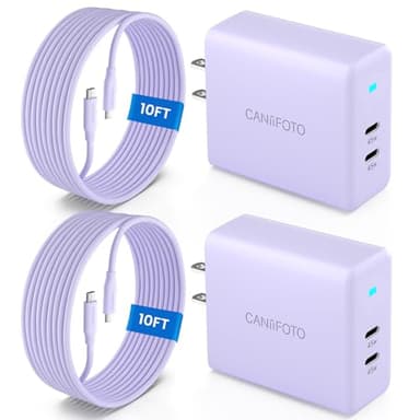 2Port 45W Super Fast Charger Type C, 2Pack 45W USB-C Charger Fast Charging for Samsung Galaxy S24 Ultra/S24+/S24/S23 Ultra/S23+/S22/S20/Note10+ with 2X 10ft Type C Cord (Purple) - Image 1