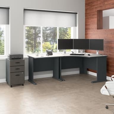 Bush Business Furniture Series A 36W Small Desk in White Spectrum and Slate, Compact Computer Table for Home or Professional Office - Image 4