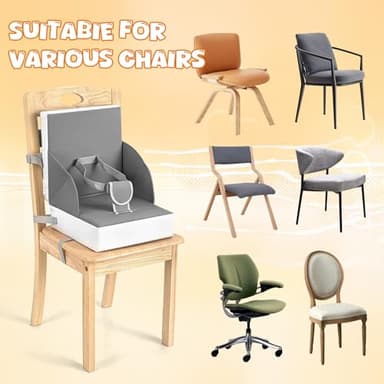 Portable Toddler Booster Seat for Dining Table, Adjustable Lightweight Toddler Chair for Travel, Compact Design, Easy to Clean (Grey) - Image 6
