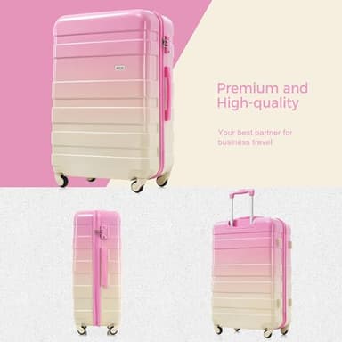Merax 3 Piece ABS Hardshell Suitcase Sets – Lightweight, Tough & Scratch-Resistant, Pink Yellow, 20/24/28 Inch - Image 3