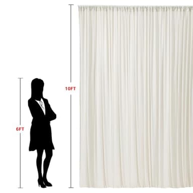 10x10ft Wrinkle Free Ivory Backdrop Curtain for Parties Soft Fabric Drapes Wedding Ivory Curtain Backdrop for Birthday Party Decorations Background for Photography 5x10ft,2 Panels - Image 6