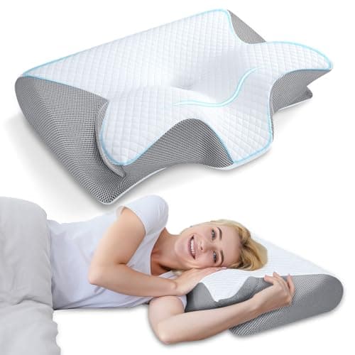 HOMCA Memory Foam Cervical Pillow, 2 in 1 Ergonomic Contour Orthopedic Pillow for Neck Pain, Contoured Support Pillows for Side Back Stomach Sleepers - Image 1