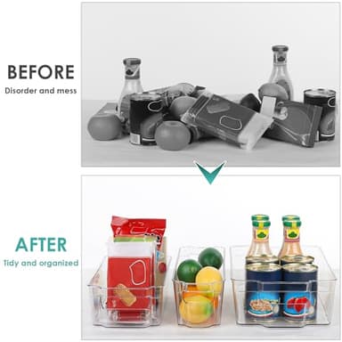 HOOJO Refrigerator Organizers and Storage - 14pcs Clear Plastic Bins For Fridge, Freezer, Kitchen Cabinet, Pantry Organization and Storage, BPA Free Fridge Organizer, 12.5" Long-Medium - Image 5