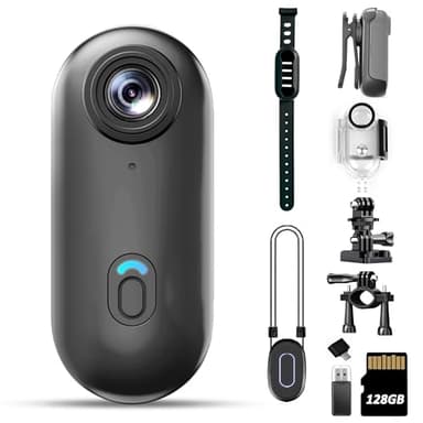 4K Mini Body Camera 128GB - Action Body Cam with Audio & Video- Thumb Hands Free Waterproof Recording Wearable Cameras - POV Worn Portable Personal Camcorder - for Work Travel Pet Walk Swim - Image 1