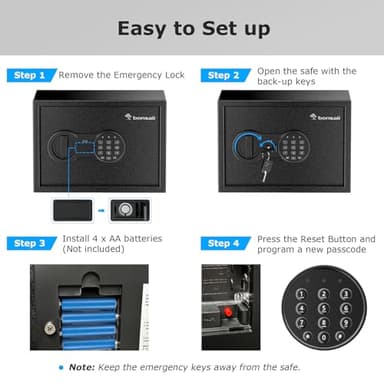 Bonsaii Safe, 0.6 Cubic Safe Box with Electronic Keypad, Removable Shelf, for Valuables Jewelry and Documents in Home, Hotel, or Business, 9.84" x 13.78" x 9.84" Inches, SF002 - Image 4