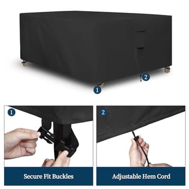 Easy-Going Rectangle Patio Furniture Cover Waterproof Outdoor Dining Table and Chair Cover Anti-UV Outside Sectional Sofa Set Covers (110"L x 84"W x 28"H, Black) - Image 5