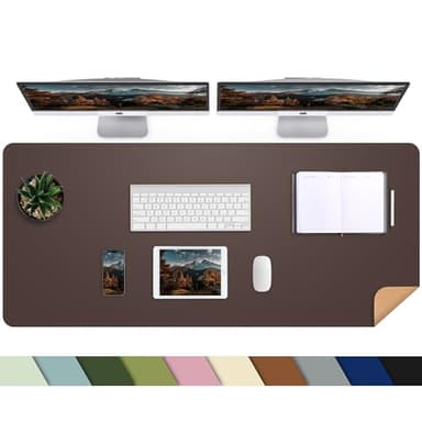 Leather Desk pad Protector, Large Desk mat with Natural Cork & PU Leather,Mouse pad,Non-Slip Office Desk Mat,Waterproof Desk Writing Pad for Office and Home (47in*17in,Coffee) - Image 1