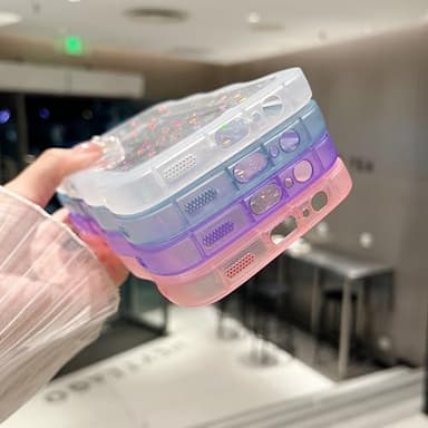 ZTOFERA for Samsung Galaxy A16 4G/5G Case 6.7",Cute Curly Wave Case with Star Glitter,Clear Shiny Bling Soft TPU Shockproof Phone Protective Cover for Women Girls-Pink - Image 8