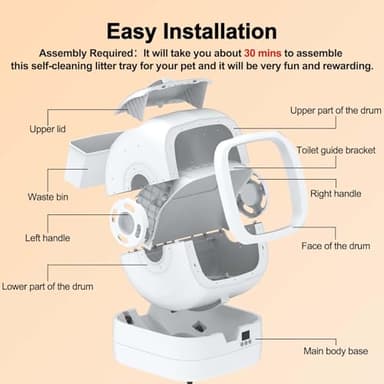 Automatic Cat Litter Box Self Cleaning - APP Control and Weight Monitoring - Ultra-Quiet, Suitable for Medium Cats and Kittens, Safe Anti-Pinch Litter Box (Assembly Required) -White - Image 7