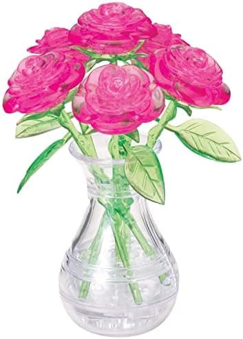 BePuzzled | Roses in Vase Original 3D Crystal Puzzle, Ages 12 and Up, Pink - Image 2