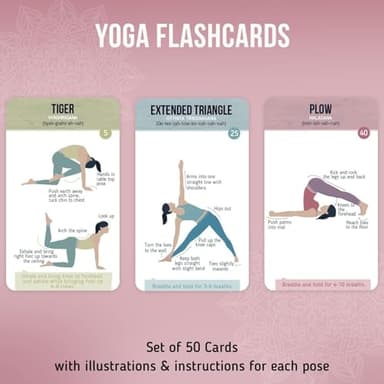 merka Yoga Cards Flashcard Deck - 50 Plastic Cards, One Size - 45 Asanas & Sanskrit Names - Yoga Gifts for Women - Image 2