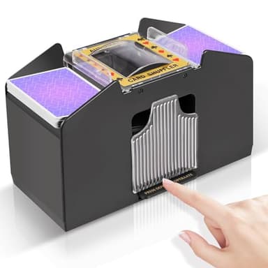 FEIERYA Automatic Card Shuffler 4 Deck,Battery-Operated Electric UNO Poker Shuffler,Playing Card Shuffler for Home Card Game,Travel - Image 1
