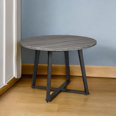 Signature Design by Ashley Centiar Mid Century Round Dining Room Table with Metal Legs, Gray & Black - Image 5