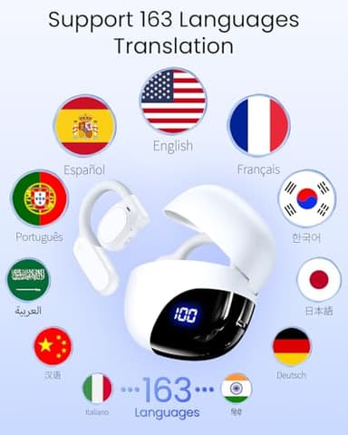 AI Translation Earbuds Real Time with Charging Case White - Image 2
