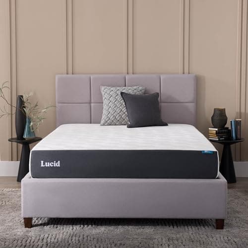 LUCID 10 Inch Memory Foam Mattress - Firm Feel - Infused with Bamboo Charcoal and Gel - Bed in a Box - Temperature Regulating - Pressure Relief - Breathable - Queen SizeQueen Size - Image 1