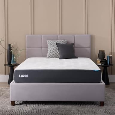 LUCID 10 Inch Memory Foam Mattress - Firm Feel - Infused with Bamboo Charcoal and Gel - Bed in a Box - Temperature Regulating - Pressure Relief - Breathable - Queen SizeQueen Size - Image 1