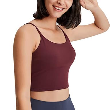 Lemedy Women Padded Sports Bra Fitness Workout Running Shirts Yoga Tank Top (L, Burgundy) - Image 4