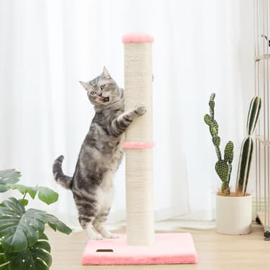 Karolpar 34inch Cat Scratching Post with Natural Sisal Rope 4.3Inch Large Diameter Scratcher Post Tree for Indoor Cats Pink - Image 4
