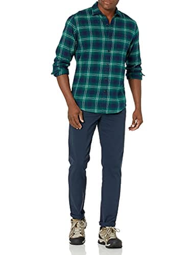 Amazon Essentials Men's Long-Sleeve Flannel Shirt (Available in Big & Tall), Green Navy Ombre Plaid, Medium - Image 5