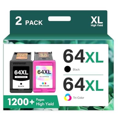 64XL 64 7900e Black and Color Ink Cartridge Combo Pack Remanufactured Replacement for HP Printers 7900e Series Envy Photo 7855 7858 7155 Inspire 7200e 7255e 7955e 6255 Tango Ink Cartridges (2 Pack) - Image 1