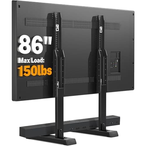 5Rcom Universal TV Stand, Large TV Legs for 37-86 Inch Flat Curved TVs with Cable Management, 6 Height Adjustment Table Top TV Mount Stand Up to 150lbs, Black - Image 1