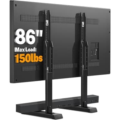 5Rcom Universal TV Stand, Large TV Legs for 37-86 Inch Flat Curved TVs with Cable Management, 6 Height Adjustment Table Top TV Mount Stand Up to 150lbs, Black - Image 1