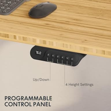 FLEXISPOT E6 Essential Bamboo 3 Stages Dual Motor 72x30 Inch Electric Height Adjustable Standing Whole-Piece Board Desk Sit Stand Up Desk (White Frame + Bamboo Curved Desktop) - Image 4