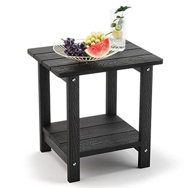 LUE BONA Adirondack Outdoor Side Table, 2-Tier Black HDPS Patio End Table Weather Resistant, Morden Side Table for Patio, Pool, Porch - Image 1