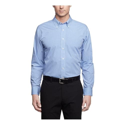 Van Heusen Men's Regular Fit Gingham Button Down Collar Dress Shirt, Periwinkle, 15.5"-16" Neck 33"-34" Sleeve - Image 1