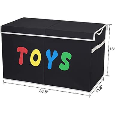 YOLOXO Toy Box Chest, Collapsible Sturdy Storage Bins with Lids, Extra Large Kids Toy Storage Organizer Boxes Bins Baskets for Kids, Boys, Girls, Nursery Room, Playroom, Closet (BLACK) - Image 4