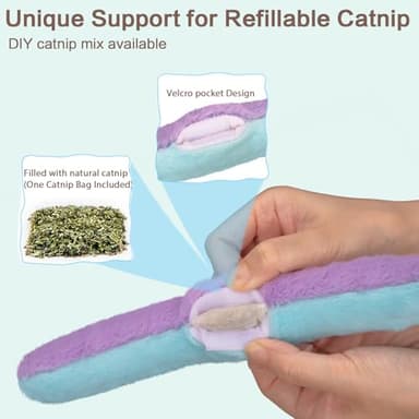 Retro Shaw Cat Toys Kicker Pillows 3Pcs, Refillable Catnip Toys with Crinkle Sound Inside, Interactive Indoor Cat Nip Kitty Kick Sticks for Kitten 10.1 Inches - Image 4