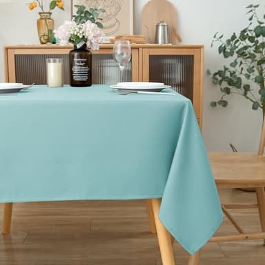 Biscaynebay Square Tablecloth 70x70 Inch-Auqa Blue Card Fabric Table Cover-Folding Table Cloths Linen Water Resistant Washable for Kitchen Dining Picnic Patio Outdoor Party Restaurant Tables - Image 7