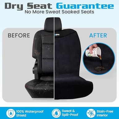 HAPPEGEAR Happeseat Waterproof Car Seat Cover & Protector – Universal Fit Car Seat Towel Cover – Non-Slip Backing, Easy Install & Storage, Machine Washable, Fits Front & Back, Black - Image 2