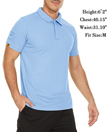 V VALANCH Moon Blue Polo Shirts for Men Short Sleeve Summer Collared Golf Polo Athletic Shirts - Image 2