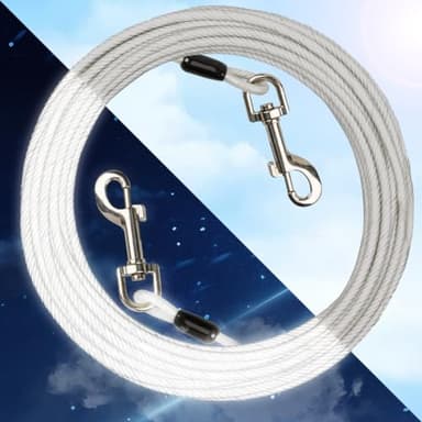 Dudiun 70ft Tie Out Cable for Dogs Up to 350LBS,Reflective Dog Yard Leash Cable with No Tangle Handle,Heavy Duty for Yard- and Camping No Tangle Rust Proof Training - Image 1