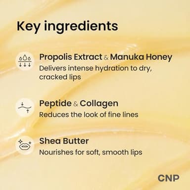 CNP Honey Lip Butter - Propolis Lipcerin™ 01 Original, Hydrating Overnight Manuka Lip Balm & Mask, 12hr Long-Lasting Moisture, Stocking Stuffers, Gifts for Women, 0.5 fl.oz. - Image 5