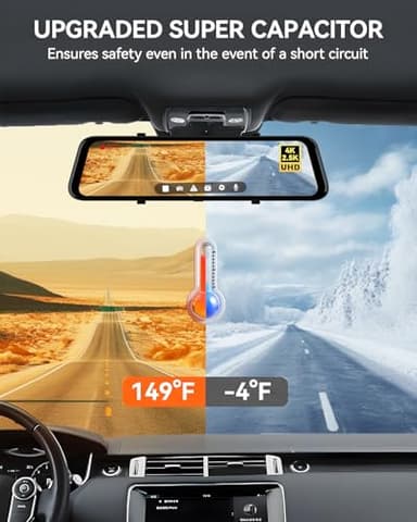 WOLFBOX G900 Rear View Mirror Camera, Mirror Dash Cam 4K Front and 2.5K Rear, Smart Full 12’’ Touch Screen, Backup Camera for Car, GPS, WDR, Night Vision, Included 64GB Card - Image 10