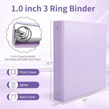 1" 3-Ring Binder, 1-inch Pastel Color Binders with 2 Inside Pockets, Clear View Cover Binder Holds 8.5'' x 11''Paper, Round Ring Binders for Office/Home/School, 6 Pack (Assorted 6 Colors) - Image 2