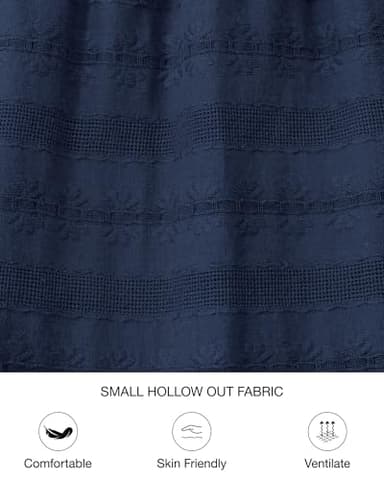 BTFBM Womens Summer 2025 Casual Midi Maxi Dresses Lightweight Short Sleeve V Neck Elastic Waist Boho Beach Dress Pockets(Navy, Large) - Image 5