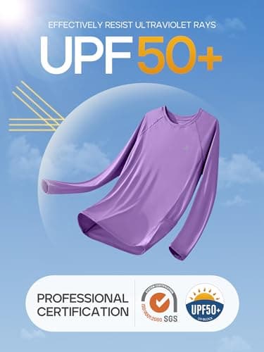 IUGA Rash Guard for Women UPF 50+ SPF UV Protection Long Sleeve Workout Tops with Pockets Dry Fit Hiking Swim Shirt Purple - Image 5
