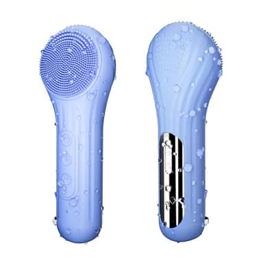 5 Modes Silicone Face Scrubber, Waterproof Face Scrubber Exfoliator for Men & Women, Rechargeable Electric Facial Cleansing Brush for Deep Cleansing, Exfoliating, Massage (Blue) - Image 1