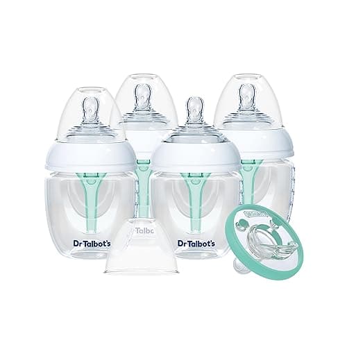 Dr. Talbot's Anti-Colic Bottles with Soft Flex Pacifier - 6 oz - (4-Pack) Baby Bottles for Newborn Babies 0+ Months - Self Sterilizing Bottles with Slow Flow Soft Flex Nipple and Venting System