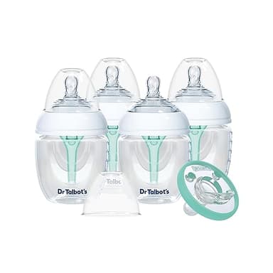 Dr. Talbot's Anti-Colic Bottles with Soft Flex Pacifier - 6 oz - (4-Pack) Baby Bottles for Newborn Babies 0+ Months - Self Sterilizing Bottles with Slow Flow Soft Flex Nipple and Venting System