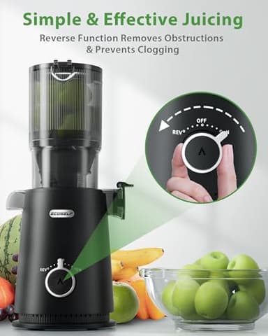 ECOSELF Juicer Machines with Large Feed Chute, Professional Hands Free Cold Press Juicer For Whole Fruits & Vegetables, Self Feeding for Juice Extractor Machine, Easy to Clean - Image 7