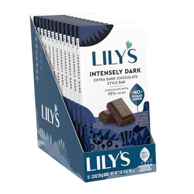 LILY'S Intensely Dark Extra Dark Chocolate Style No Sugar Added, Sweets Bars, 2.8 oz (12 Count) - Image 4