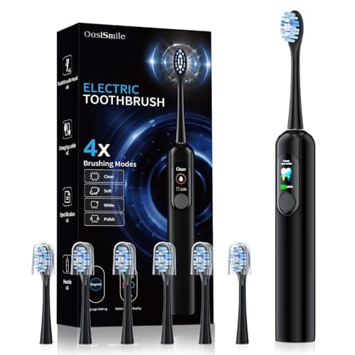 OasiSmile Sonic Electric Toothbrush for Adults with LED Display - 38400 VPM Deep Clean, 6 Brush Heads & 45-Day Battery Life, IPX7 Waterproof, 4 Modes Rechargeable Toothbrush for Home/Travel - Image 1