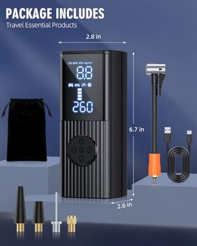 Tire Inflator Portable Air Compressor, 180PSI Portable Air Compressor with 25000mAh Battery, 3X Faster Inflation Cordless Air Pump for Car, Motorcycle, Bicycle, Ball - Image 8
